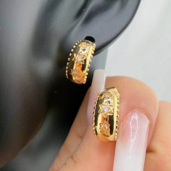 Anthropologie Jewelry - Elegant Gold and Silver Hoop Earrings